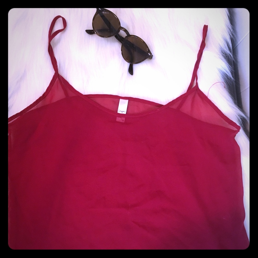 American Apparel Red Chiffon Tank Top